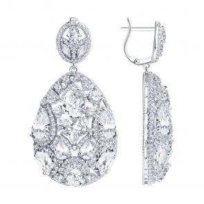 Серебряные серьги SOKOLOV с фианитом 94-121-00289-1 фото